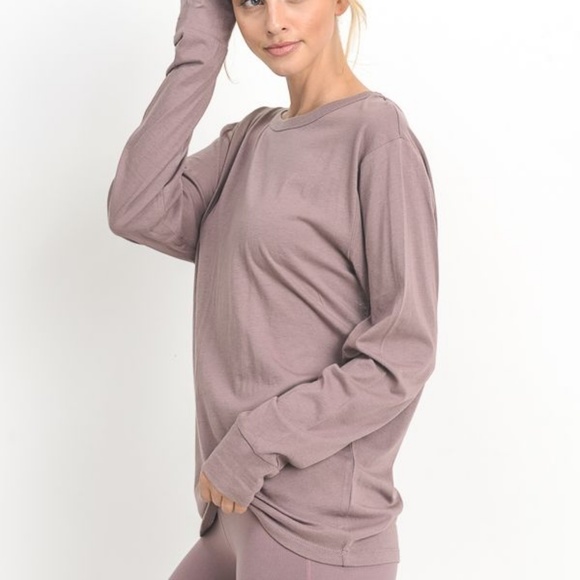 MAUVE LONG SLEEVE STRAP BACK CUTOUT TOP - Picture 5 of 8
